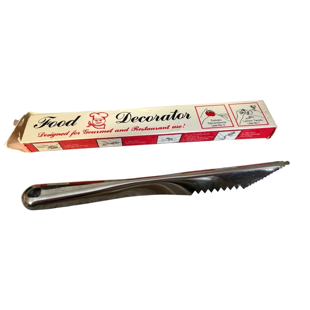 Vintage Food Decorator Knife Serrated Blade‎ Stainless Steel for Garnishes